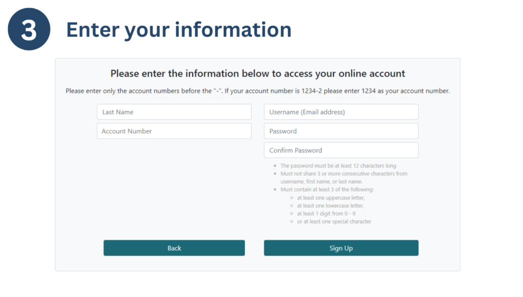 Step 3: enter your information on the sign-up form