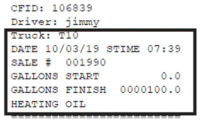 Example receipt highlighting the meter block
